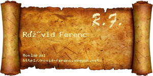 Rövid Ferenc névjegykártya